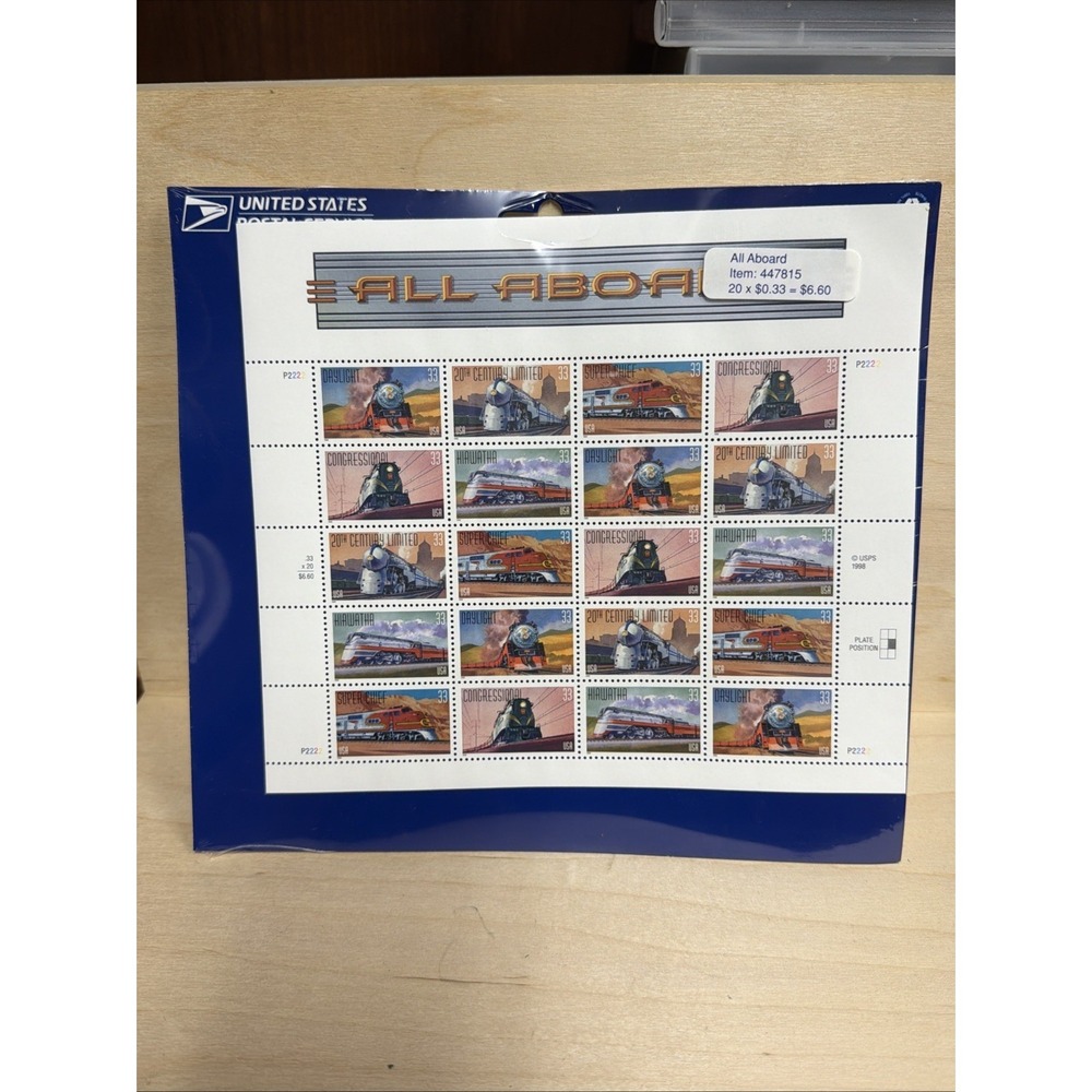 All Aboard Railroad  Stamps - 1998 - 33 Cent US Postage Stamps - New Unopened‎